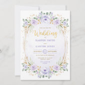 Invitation Mariage Chic Purple Lilac Gold Floral Garden (Devant)