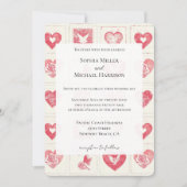 Invitation Mariage Chic Red Cream Hearts (Devant)