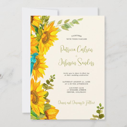 Invitation Mariage chic rustique d'été tout en un QR à RSVP (Devant)