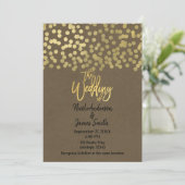Invitation Mariage Chic Rustique Moderne Kraft Doré (Debout devant)