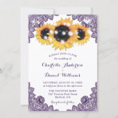 Invitation Mariage Chic Rustique Tournesol en Dentelle Violet (Devant)