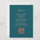 Invitation Mariage chic sarcelle or rose agate code QR (Dos)