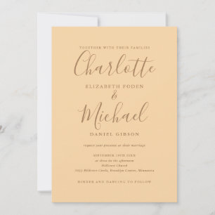 Invitation Mariage Chic Simple Tout En Un Script Champagne