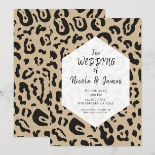 Invitation Mariage chic Tan Brown & Black Cheetah Léopard In