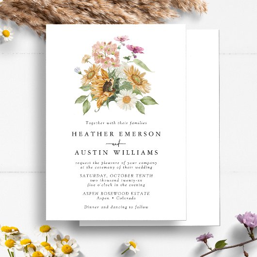 Invitation Mariage chic tournesol