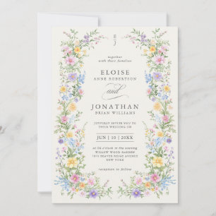 Invitation Mariage Chic Tout en Un Printemps Orné au Pastel D
