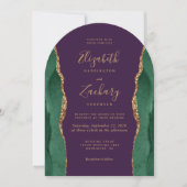 Invitation Mariage chic vert émeraude or agate violet voûte (Devant)
