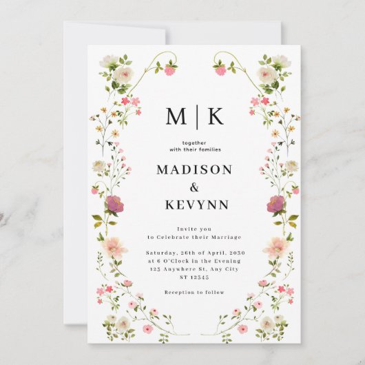 Invitation Mariage Chic Wildflower (Devant)