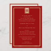Invitation Mariage chinois à double bonheur (Devant / Derrière)