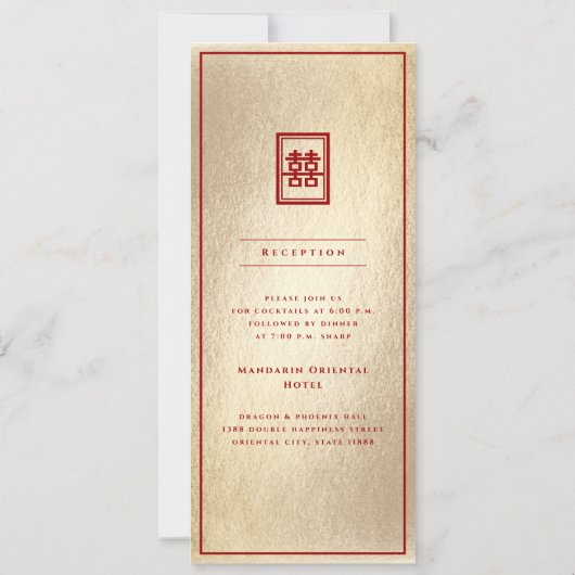 Invitation Mariage chinois à double bonheur (Dos)