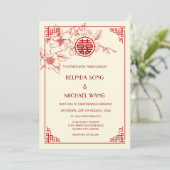 Invitation Mariage Chinois Bilingue | Magnolia Crème (Debout devant)