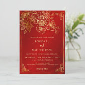 Invitation MARIAGE CHINOIS BILINGUE Rouge Or (Debout devant)