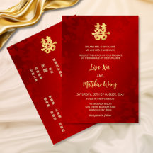 Mariage chinois de l'or rouge chatoyant