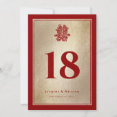 Invitation Mariage chinois double Xi coupé en papier Numéro d (Dos)