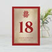 Invitation Mariage chinois double Xi coupé en papier Numéro d (Debout devant)