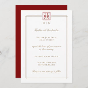 Invitation Mariage chinois élégant moderne