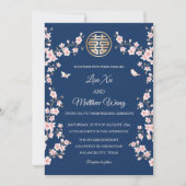 Invitation Mariage chinois en fleurs de cerisier rose pâle (Devant)