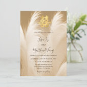 Invitation Mariage chinois en laiton beige Pampas (Debout devant)