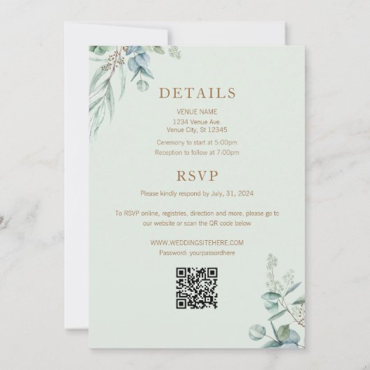 Invitation Mariage chinois Eucalyptus double bonheur (Dos)