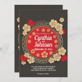 Invitation Mariage chinois floral (Devant / Derrière)