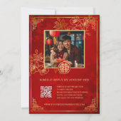Invitation Mariage chinois Gold 3 D Flowers (Dos)