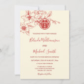 Invitation Mariage chinois Magnolia Red Cream (Devant)