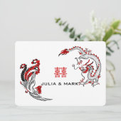 Invitation Mariage chinois moderne Black Red Dragon-Phoenix (Debout devant)