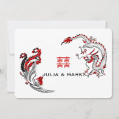 Invitation Mariage chinois moderne Black Red Dragon-Phoenix (Devant)
