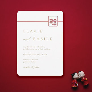 Invitation Mariage chinois moderne Double Bonheur