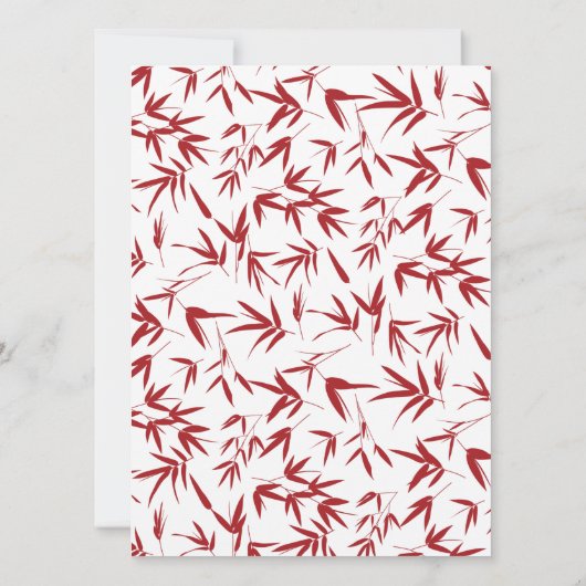 Invitation Mariage chinois moderne en bambou rouge double bon (Dos)
