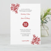 Invitation Mariage chinois moderne en bambou rouge double bon (Debout devant)