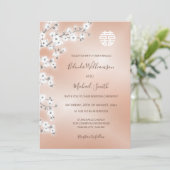 Invitation Mariage chinois moderne rose Gold (Debout devant)