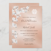Invitation Mariage chinois moderne rose Gold (Devant / Derrière)