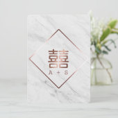 Invitation Mariage chinois moderne Rose Gold & Marbre blanc (Debout devant)