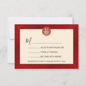 Invitation Mariage Chinois Moderne RSVP Rouge (Devant)