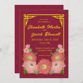 Invitation Mariage chinois Pink Peonies (Devant / Derrière)