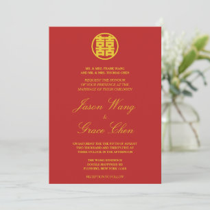 Invitation Mariage chinois & Réception Double Bonheur