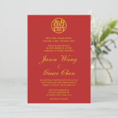 Invitation Mariage Chinois & Réception Rouge Et Or (Debout devant)