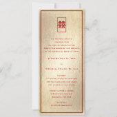 Invitation Mariage chinois rectangle double bonheur or (Devant)