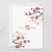 Invitation Mariage chinois Red Sakura Golden Double Bonheur (Devant)