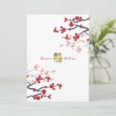 Invitation Mariage chinois Red Sakura Golden Double Bonheur (Debout devant)