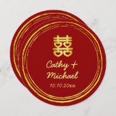 Invitation Mariage chinois rouge double marque de bonheur (Devant / Derrière)