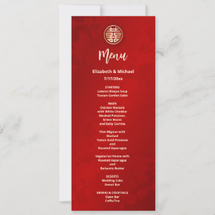 Invitation MARIAGE chinois rouge moderne BILINGUE