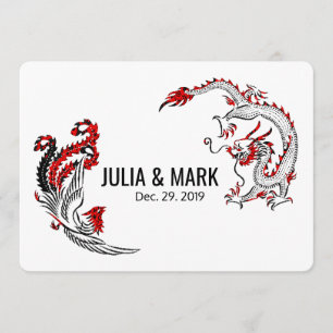 Invitation Mariage chinois rouge noir moderne de