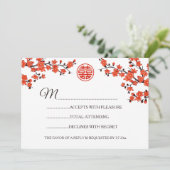 Invitation Mariage Chinois RSVP Fleur Rouge (Debout devant)