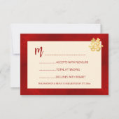 Invitation Mariage Chinois RSVP Moderne Rouge (Devant)