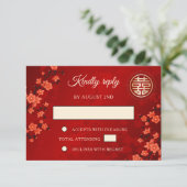 Invitation Mariage chinois RSVP Red Cherry Blossom (Debout devant)