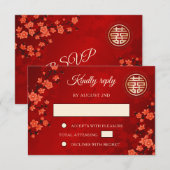 Invitation Mariage chinois RSVP Red Cherry Blossom (Devant / Derrière)