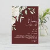 Invitation Mariage Chocolat Rouge Blanc Hydrangée (Debout devant)