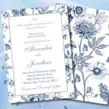 Mariage Chrétien à Motifs Floraux Bleus Chinoiseri